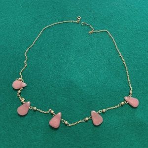 Designer Hana 14KT Handmade Y/G Beads Rose Quartz Coral Chain Necklace 18”